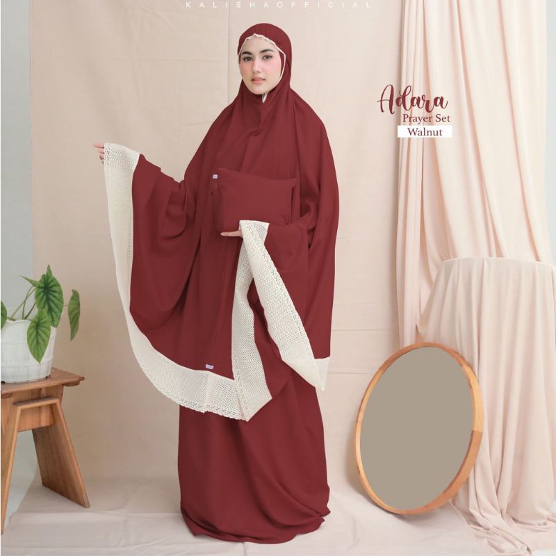 MUKENA ADARA KATUN POLOS DEWASA JUMBO RENDA RAJUT PREMIUM