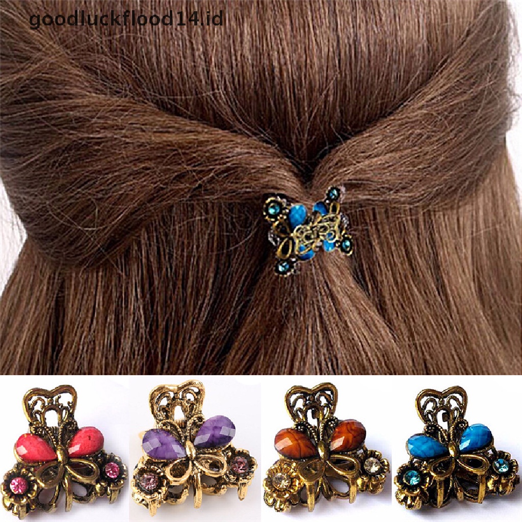 [OOID] Fashion Retro Women Girls Mini Butterfly Hair Clip Resin Hairpins Claw Jewelry ID