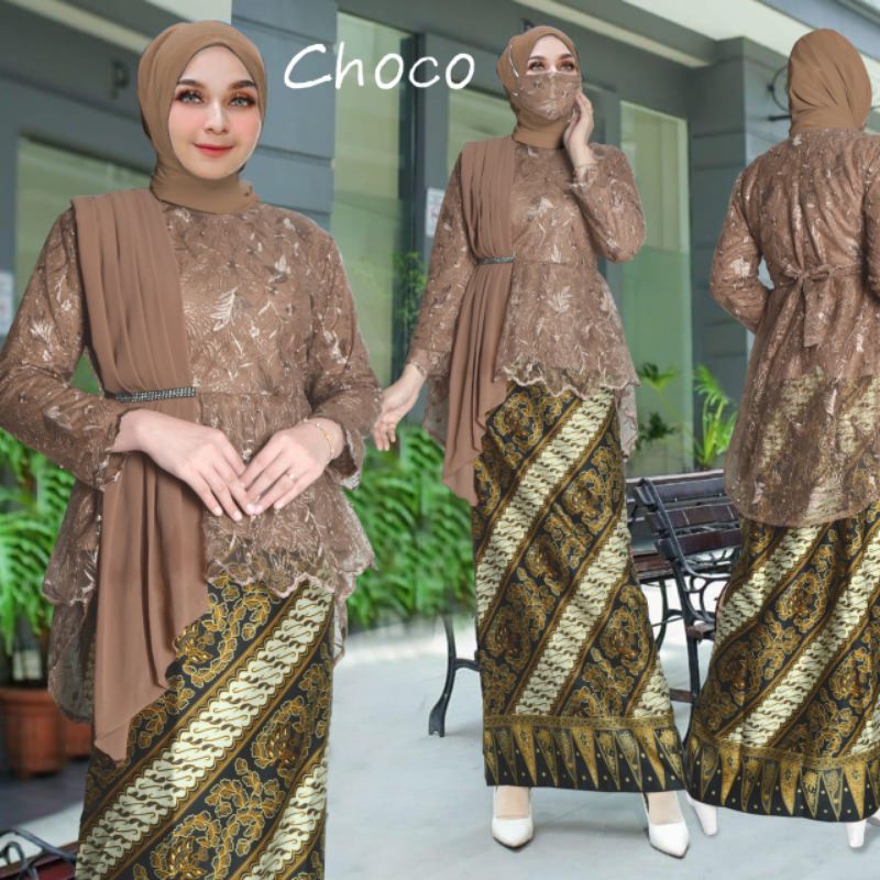 STELAN KEBAYA SABRINA BROKAT SOFIA PEPLUM BELT TEMPEL KEBAYA BROKAT CORNELLY PESTA WISUDA REMAJA/ Se