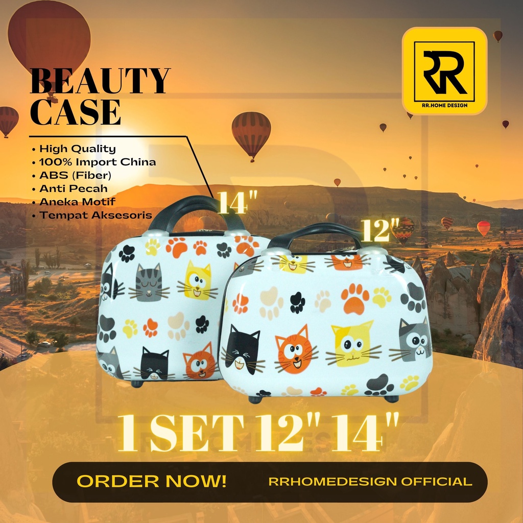 RRPS BEAUTY CASE Set Koper Aneka Motif 1 SET 12" 14" untuk Souvenir