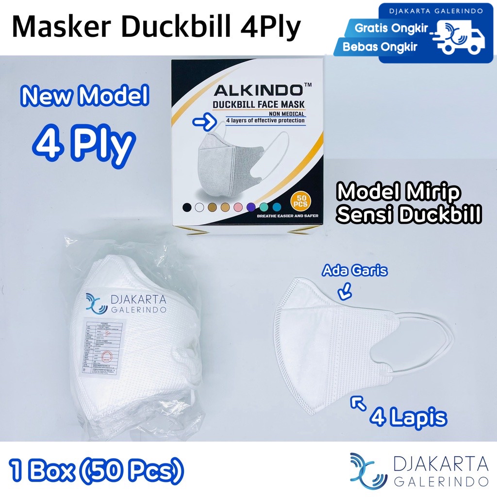 Masker Duckbill 4Ply Alkindo / Duckbill 4 Lapis Original
