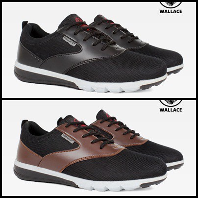 SEPATU ORIGINAL WALLACE LANE HITAM DAN COKLAT SEPATU SPORT KASUAL CASUAL PRIA SIZE 39-43