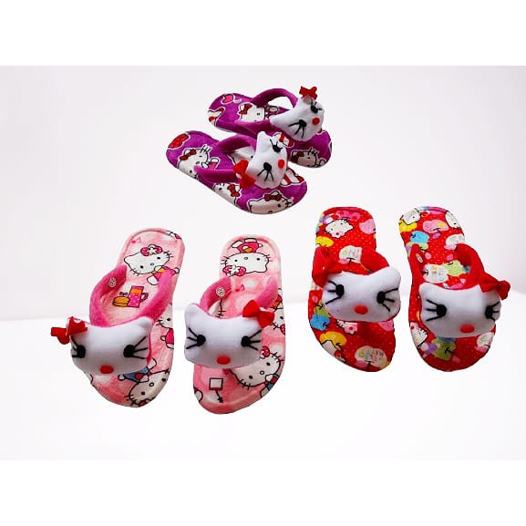 Sandal jepit anak bulu hello kity/sandal anak perempuan