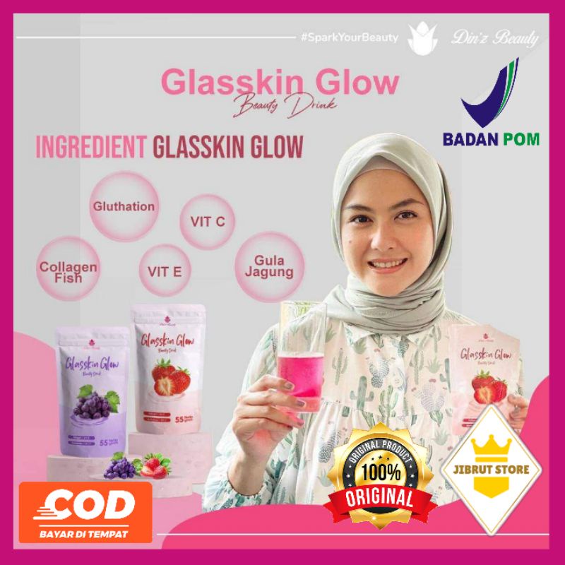 GLASSKIN GLOW COLLAGEN BEAUTY DRINK MINUMAN SERBUK KOLAGEN by DINZ BEAUTY 55gr