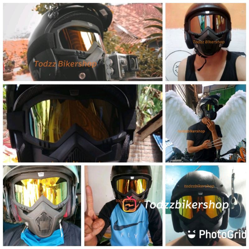 Kacamata gogle mask Google goggle motor helm TRABAS SUPERMOTO TRAIL RETRO CAFE RACER bogo klasik kacamata helm motor cross mx scott goggle motor kaca mata goggle inko kuning pelangi biru coklat silver rainbow 100% Safety Airsoft Google Mask Helm Masker