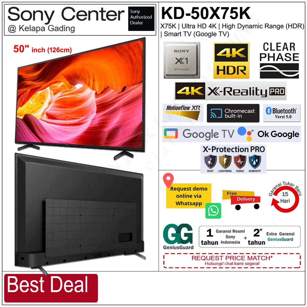 Jual SONY KD50X75K / KD50X75K / KD 50X75K X75 Ultra HD 4K HDR Smart TV
