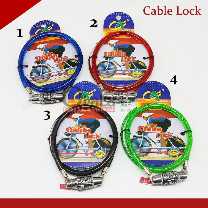 Cable Lock - Gembok Kabel Pin - Gombok Helm sepeda motor - Menggunakan KODE Kunci PIN 206