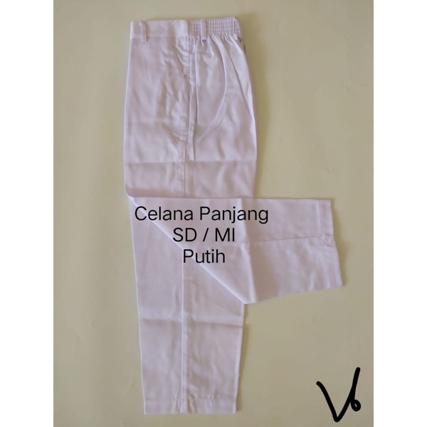 Celana Panjang Pinggang Karet SD Merah, Putih, Cokelat, Hitam, Hijau Merk ABBA