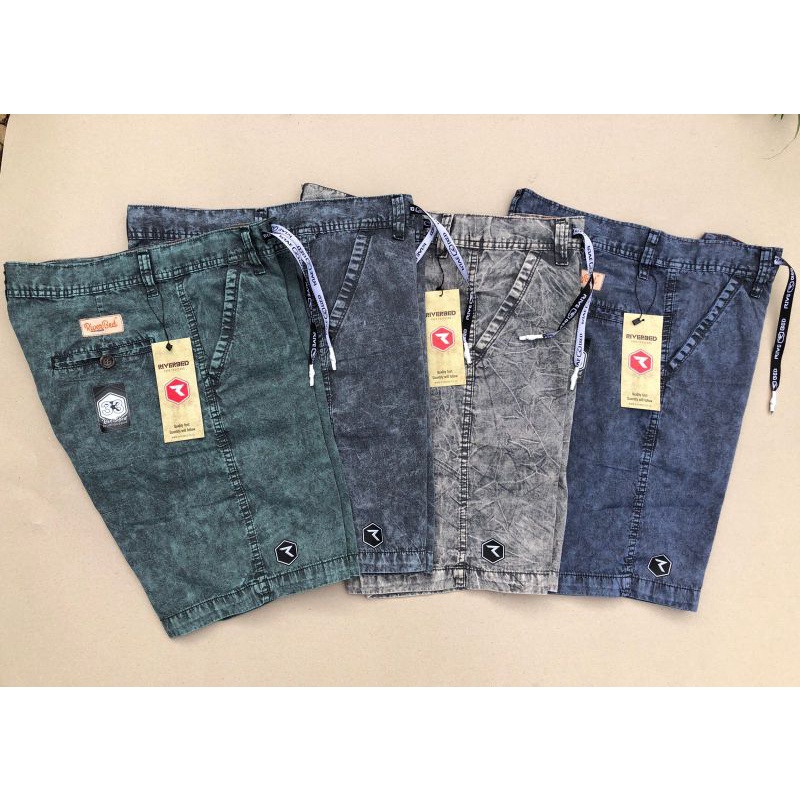 trendy Celana Pendek Pria semi jeans wash hitam ice snow distro casual cowok hits