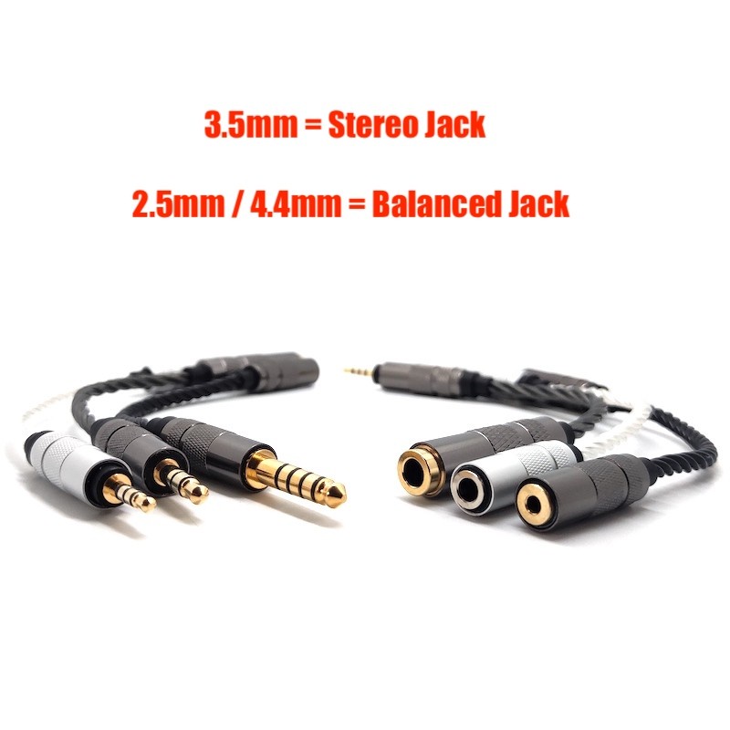 Male To Female 3.5mm 2.5mm 4.4mm Balanced Jack Audio Adapter Cable