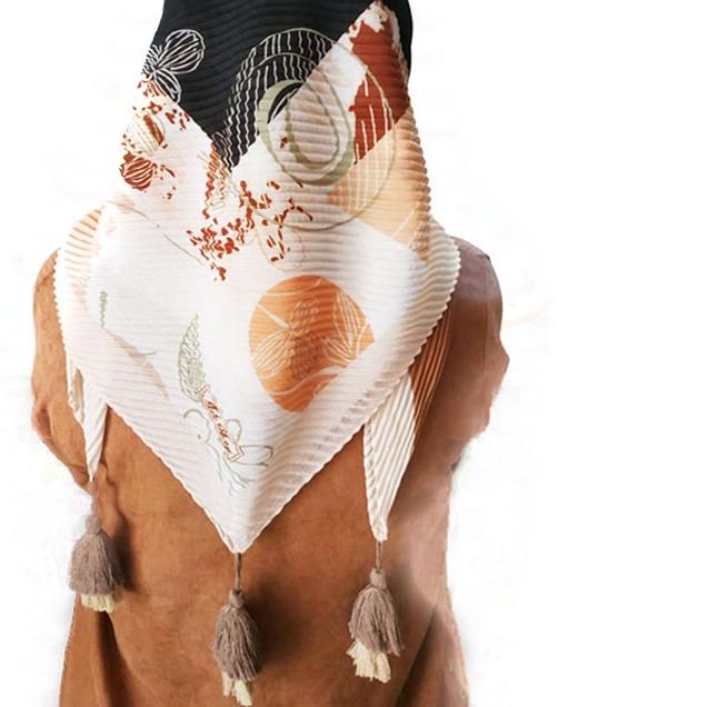 ➦ Kerudung Segi Empat PLISKET Motif BANDUL POMPOM Jilbab Voal Motif Plisket Lidi Terbaru Daily Hijab