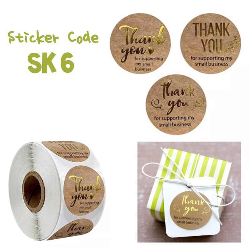 Stiker thank you bulat diameter 2.5cm isi 50pcs perpack-SK 6