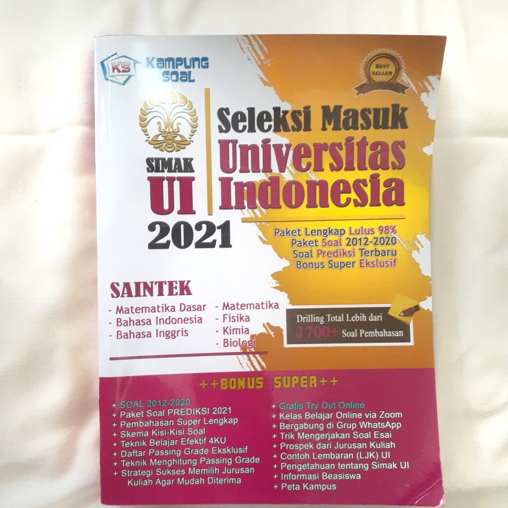 

Buku Preloved SIMAK UI 2021 SAINTEK Kampung Soal