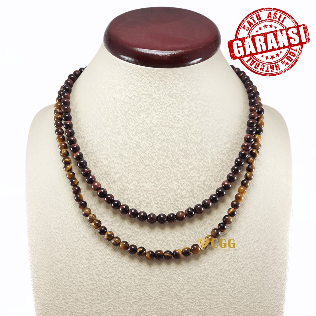 Kalung Batu Akik Natural Tiger Eye Garansi Asli