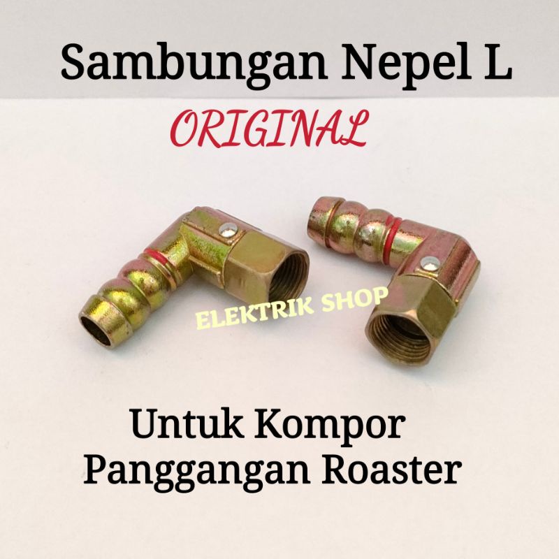 SAMBUNGAN NEPEL L KUNINGAN ORIGINAL UNTUK KOMPOR PANGGANGAN ROASTER