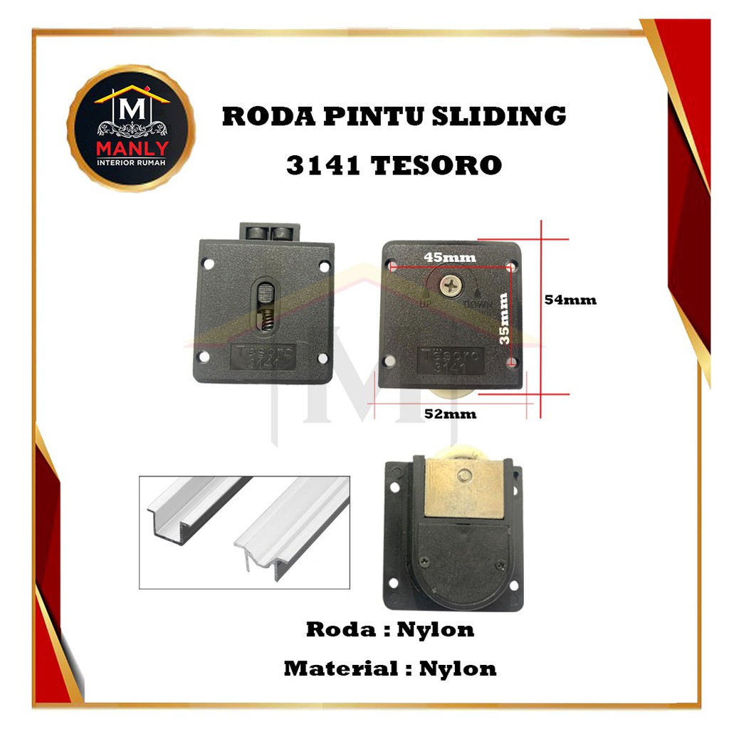 Roda Pintu Lemari Geser / Sliding SD 31-41, isi 1 set