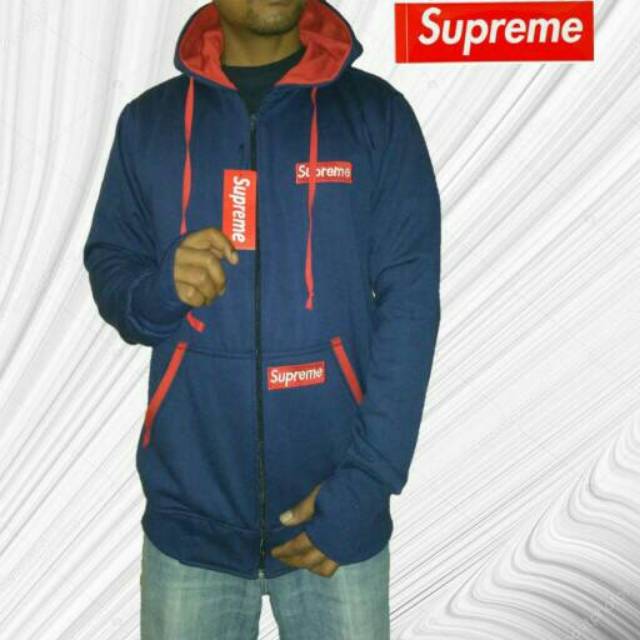 Jaket hoodie supreme bordir