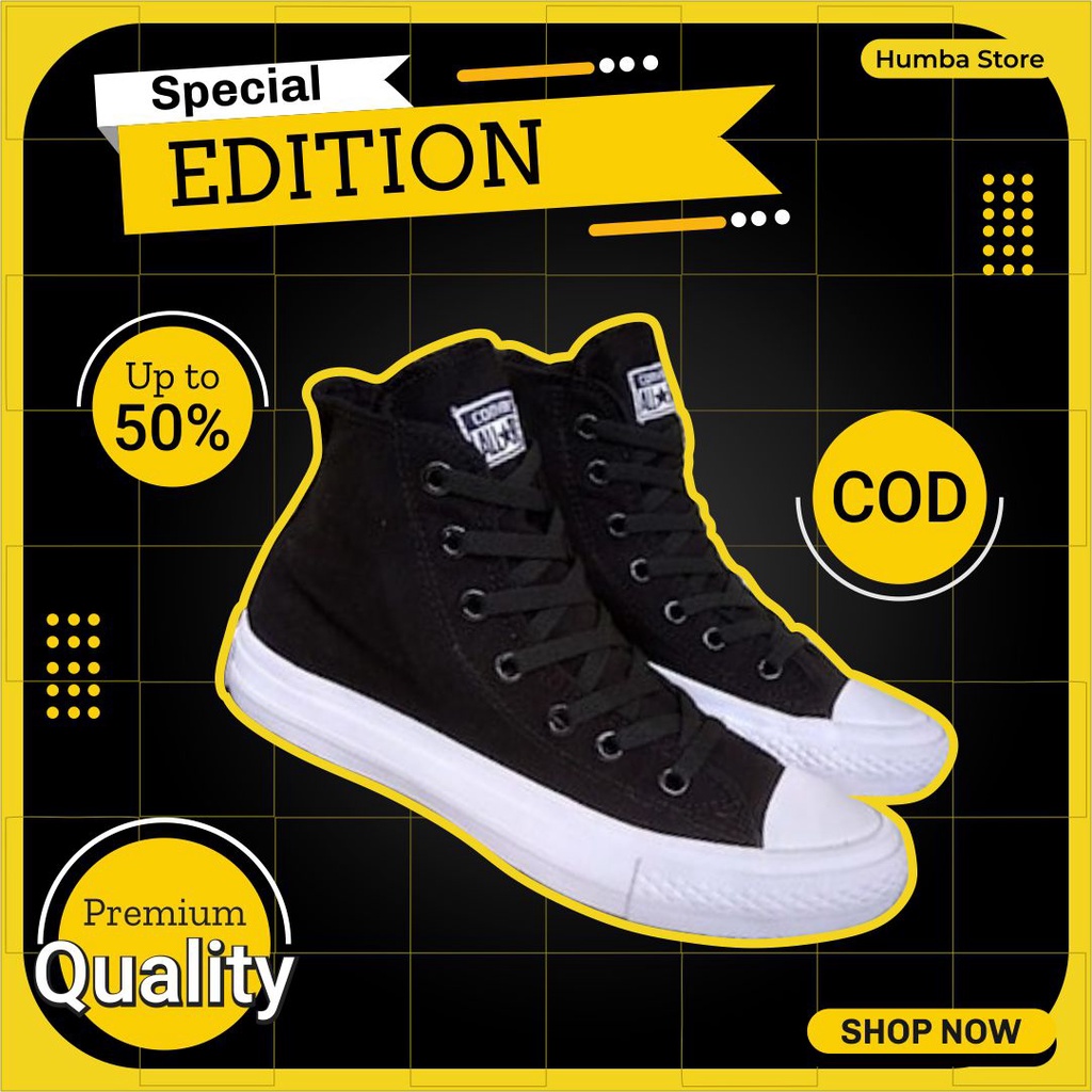 MEGA SALE 5.5 Sepatu Converse All Star Tinggi Warna Hitam Putih Pria wanita Sepatu Sekolah Converse 