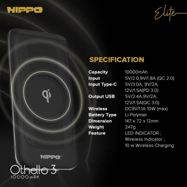 Hippo Powerbank  Elite Othello3 10000mAh