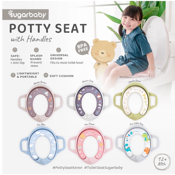 Sugar Baby Potty Seat Toilet Training With Handles &amp; Splash Guard / Dudukan Toilet Anak