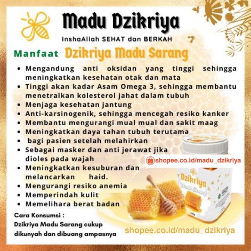 Dzikriya Madu Sachetan 1 kotak isi 10 Sasetan pahit hutan Super Original / Asli murni 100% madu hutan COD Azzikra Madu Az Zikra Madu Adzikro Dzikriyah