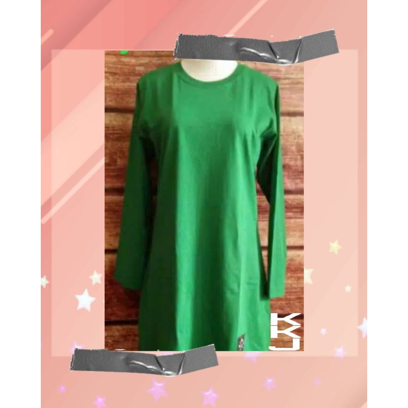 Kaos Polos Lengan Panjang Wanita Muslimah Warna Hijau