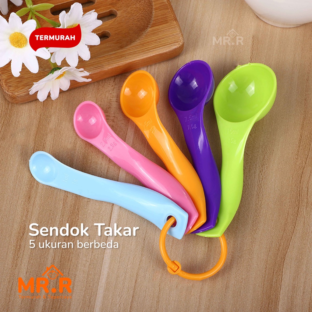 Sendok Takar Set 5 in 1 Takaran Plastik Warna Serbaguna Bumbu Dapur Measuring Gram Spoon Baking