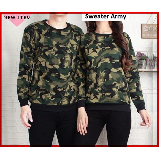 [Cp Sweater Army CL] sweater couple babyterry army