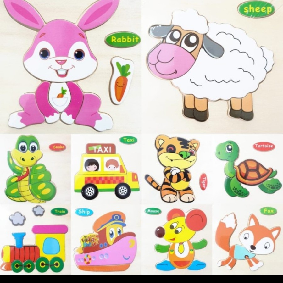 puzzle 3d kayu diy mainan edukasi anak hobi animal toy petak asah otak
