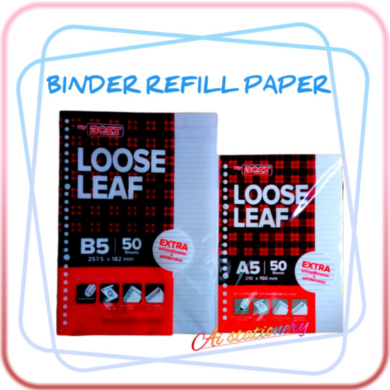 

[ Ai's ] Kertas Blinder 50 lembar / refill Loose leaf A5 / refill loose leaf B5 big boss