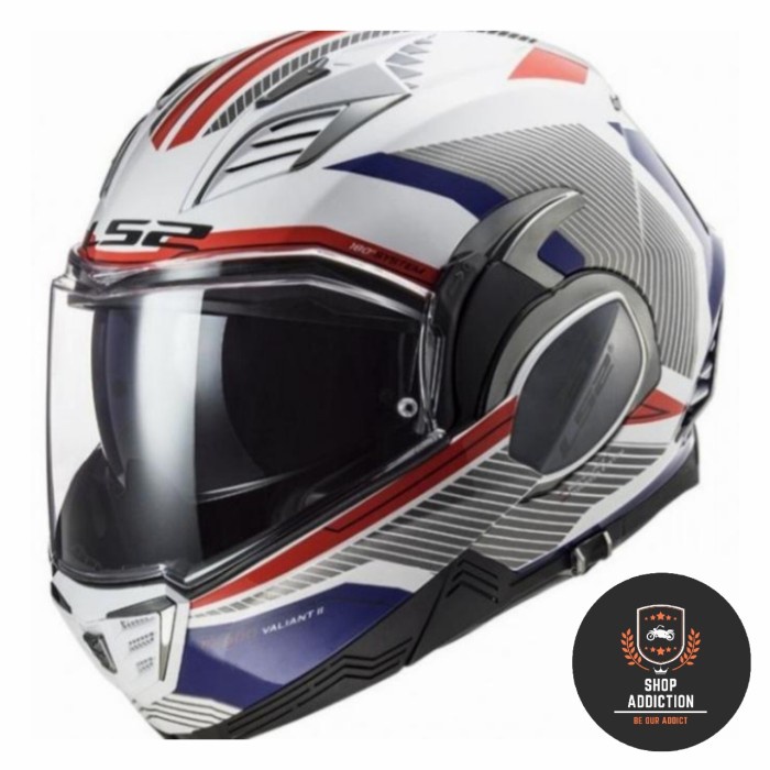 LS2 FF900 VALIANT II REVO WHITE RED BLUE | MODULAR HELM | ORI | SNI
