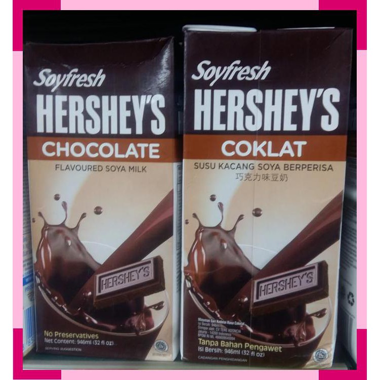

Soyfresh | Hersheys | chocolate | susu kacang kedelai | 946 ml |