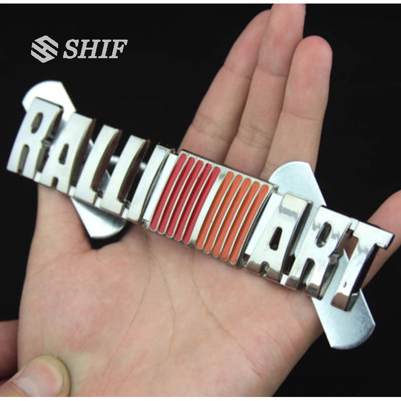 Stiker Emblem / Badge RALLIART Bahan Metal Untuk Grill Depan Mobil Mitsubishi