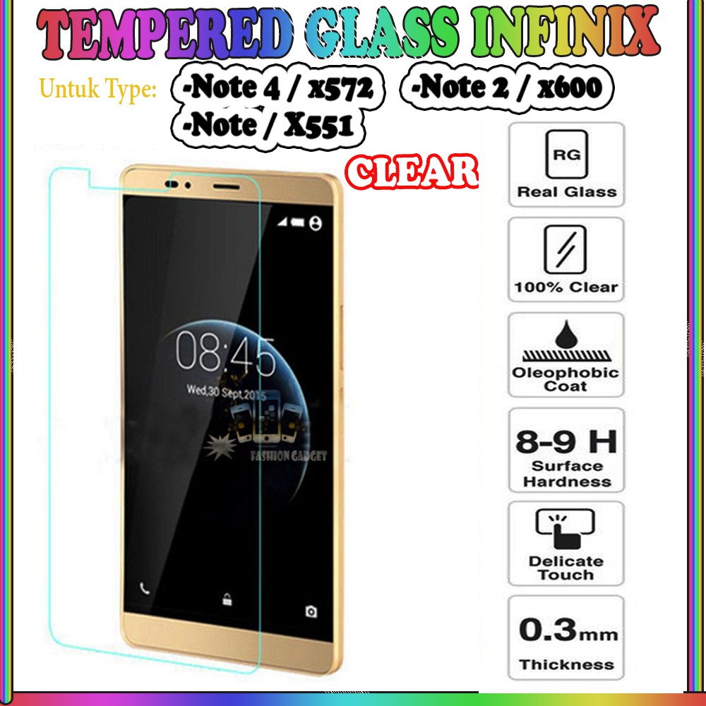 TEMPERED GLASS INFINIX ZERO 3 X552 NOTE X551 X571 X555 ANTI GORES KACA TEMPER GLASS - CLEAR