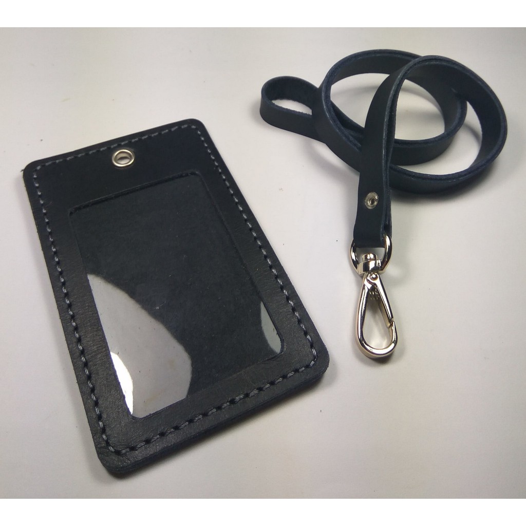 

ID card holder kulit asli model gantung-HITAM
