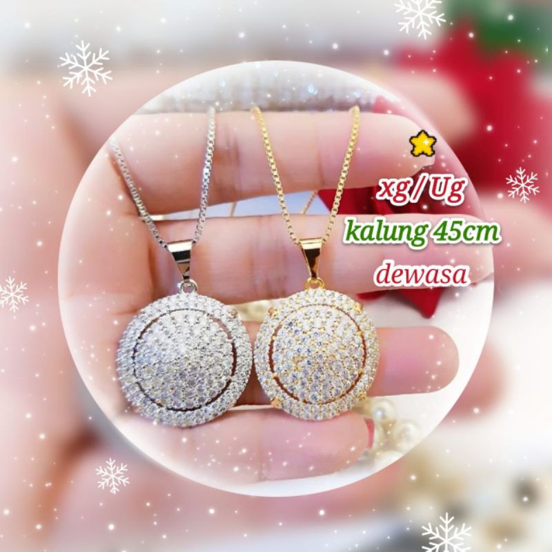 (JAN) TERMURAH Set Perhiasan TITANIUM Anti Karat Kalung Liontin Permata Bulat Xuping Gold Silver