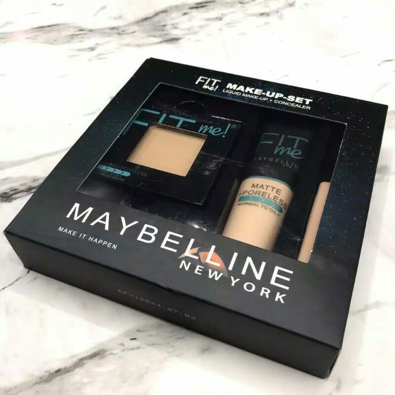 Maybelline Fit Me Set Foundation Bedak Concealer 4in1 - 3in1- 2in1 /  MAKE UP SET 3IN1