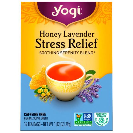 

Yogi Tea, Organic, Honey Lavender Stress Relief, Caffeine Free, 16 Tea Bags, 1.02 oz (29 g)