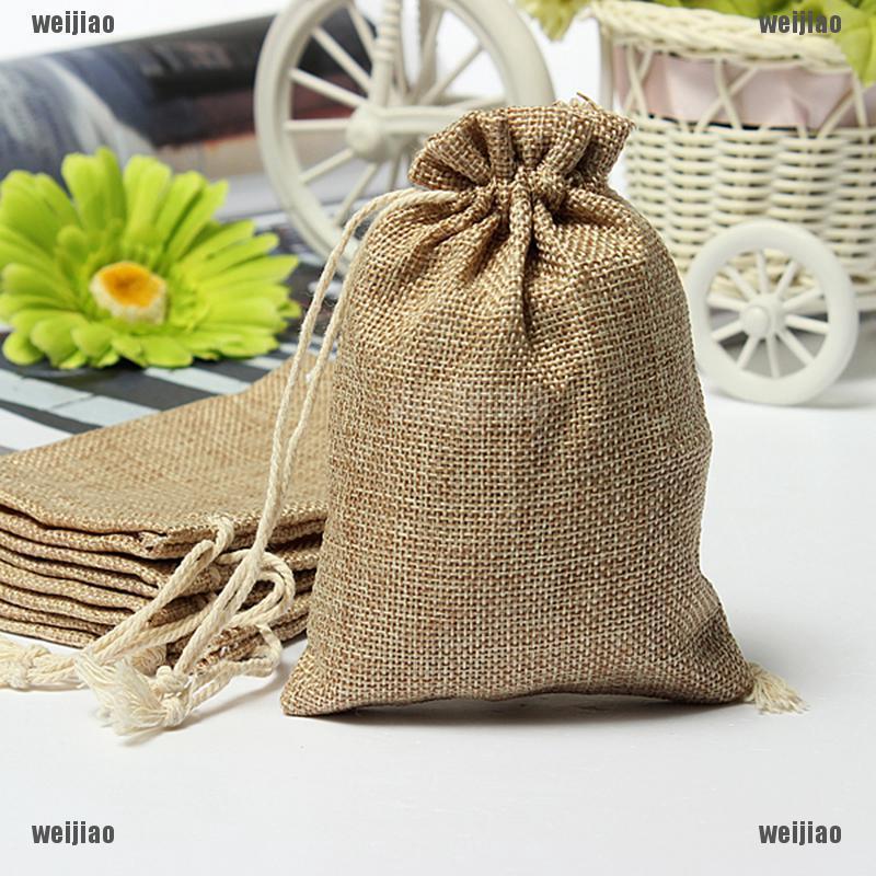 Kantung Tas Mini dengan Bahan Kain Goni dan Ukuran 9x12cm