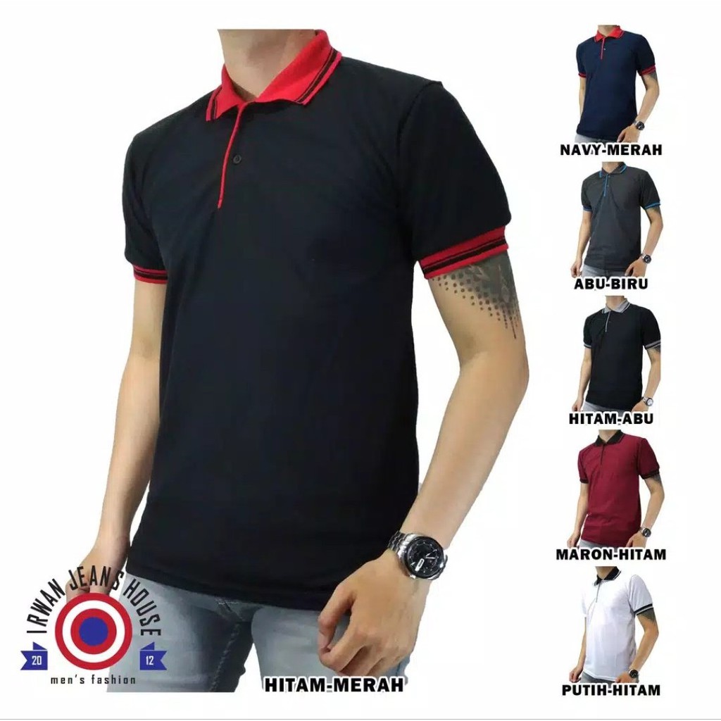  KAOS POLO PRIA POLO SHIRT PRIA KASUAL KOMBINASI COWOK 