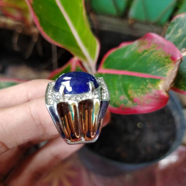 Cincin titanium super blue safir royal bkn ruby yakut kalimaya wulung kecubung giok cincin pria