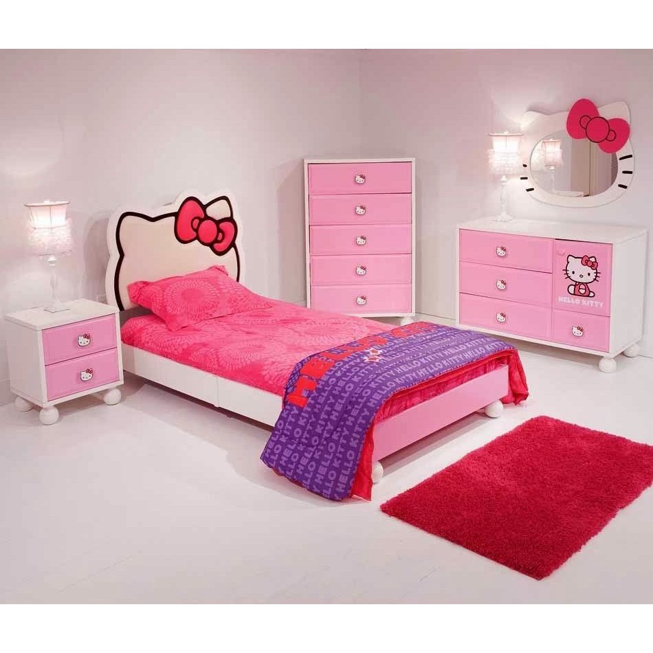 tempat tidur anak hello kitty murah, set tempat tidur anak hello kitty, dipan animasi