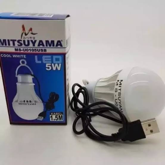 Lampu Led Emergency 5 Watt Mitsuyama Bohlam Led Kabel USB MS-U0105USB Panjang Kabel 1,5 Meter