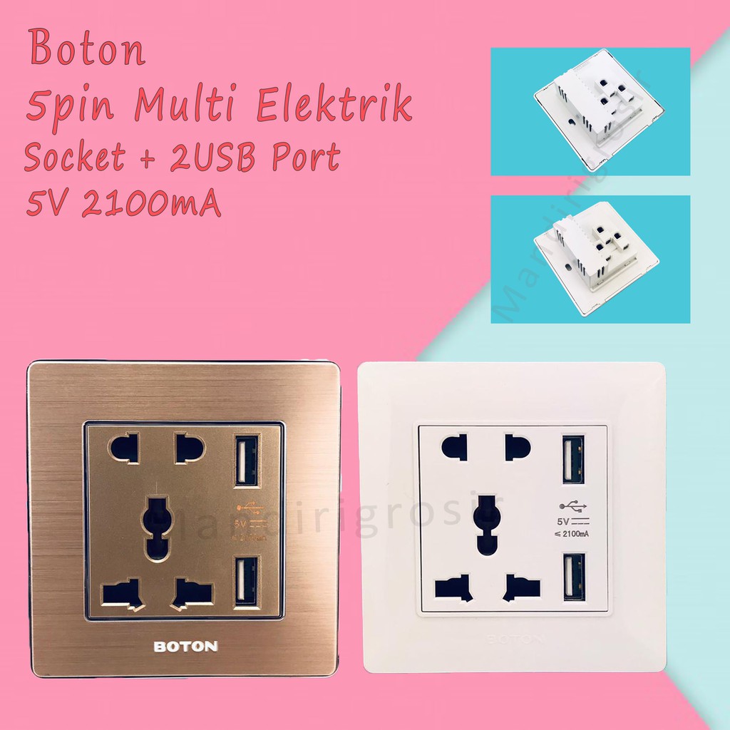 5pin Multi Elektrik Socket + 2USB Port * 5V 2100mA * Boton