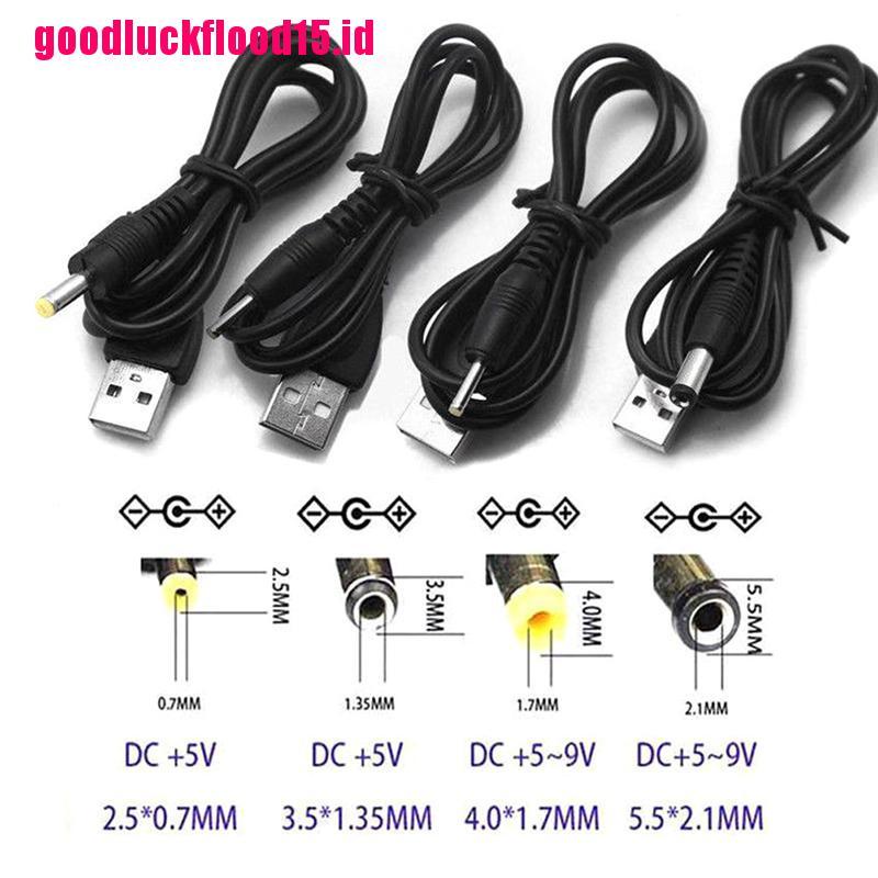 {LUCKID}USB Port to 2.5 3.5 4.0 5.5mm 5V DC Barrel Jack Power Cable Cord Connector Black