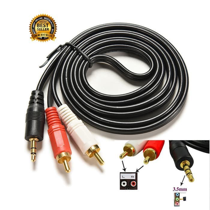 KABEL AUDIO TO RCA 2 GOLD PLATED 20M 1-2 JACK 3.5 - 2 RCA 20 METER