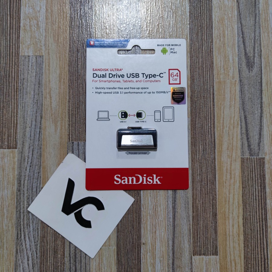 SANDISK OTG 64GB TYPE C ULTRA DUAL DRIVE 64 GB TYPE-C USB 3.1 FLASHDISK MAC