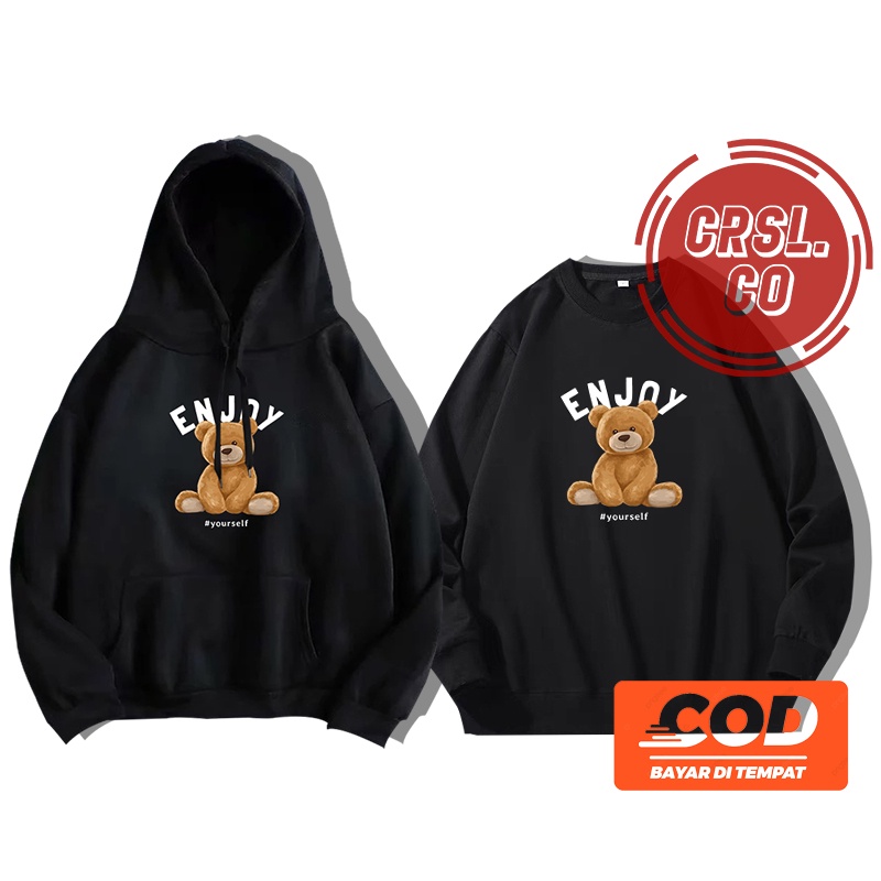 Sweater Hoodie Crewneck Pull Over Teddy Bear Enjoy your Life Kualitas Distro Murah Tebal Nyaman Dipakai // SWITER HODIE CREWNECK PRIA WANITA BISA COD