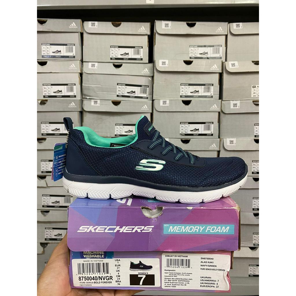 Skechers Pure Genius - Bold Forever Navy Green 8750040/NVGR Women's Shoes Original