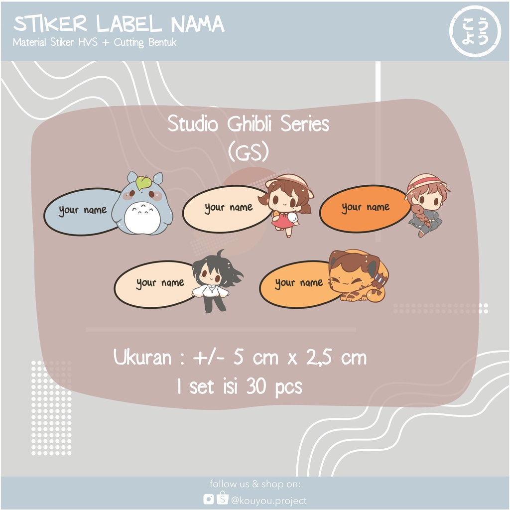 

30 pcs Stiker Label Nama - Custom Text (Pack O)
